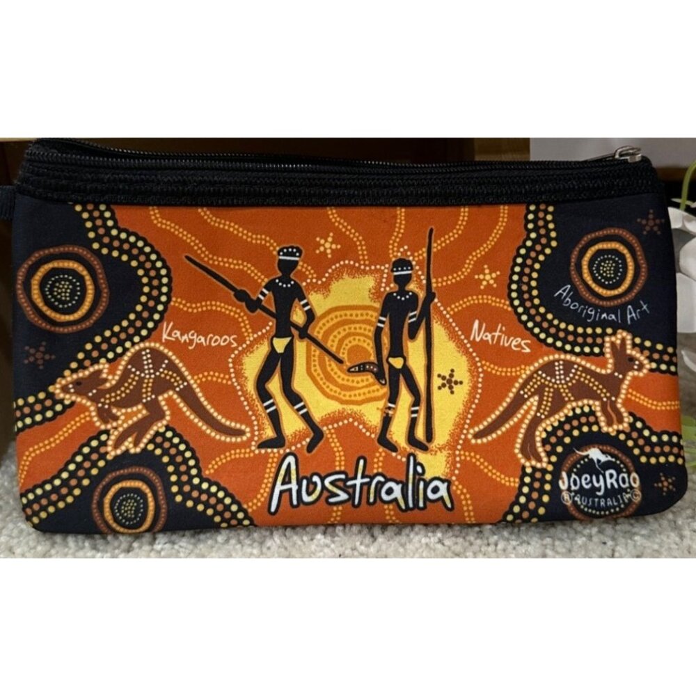 Australian Aboriginal Art Zip Pouch  or Cosmetic Case By Joey Roo